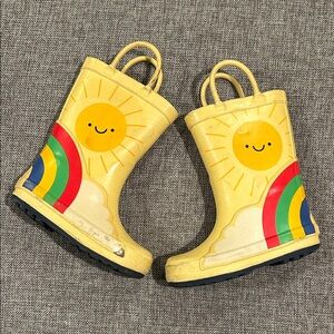 Cat & Jack Yellow Boots with Rainbow Design. Play condition. Free with purchase!